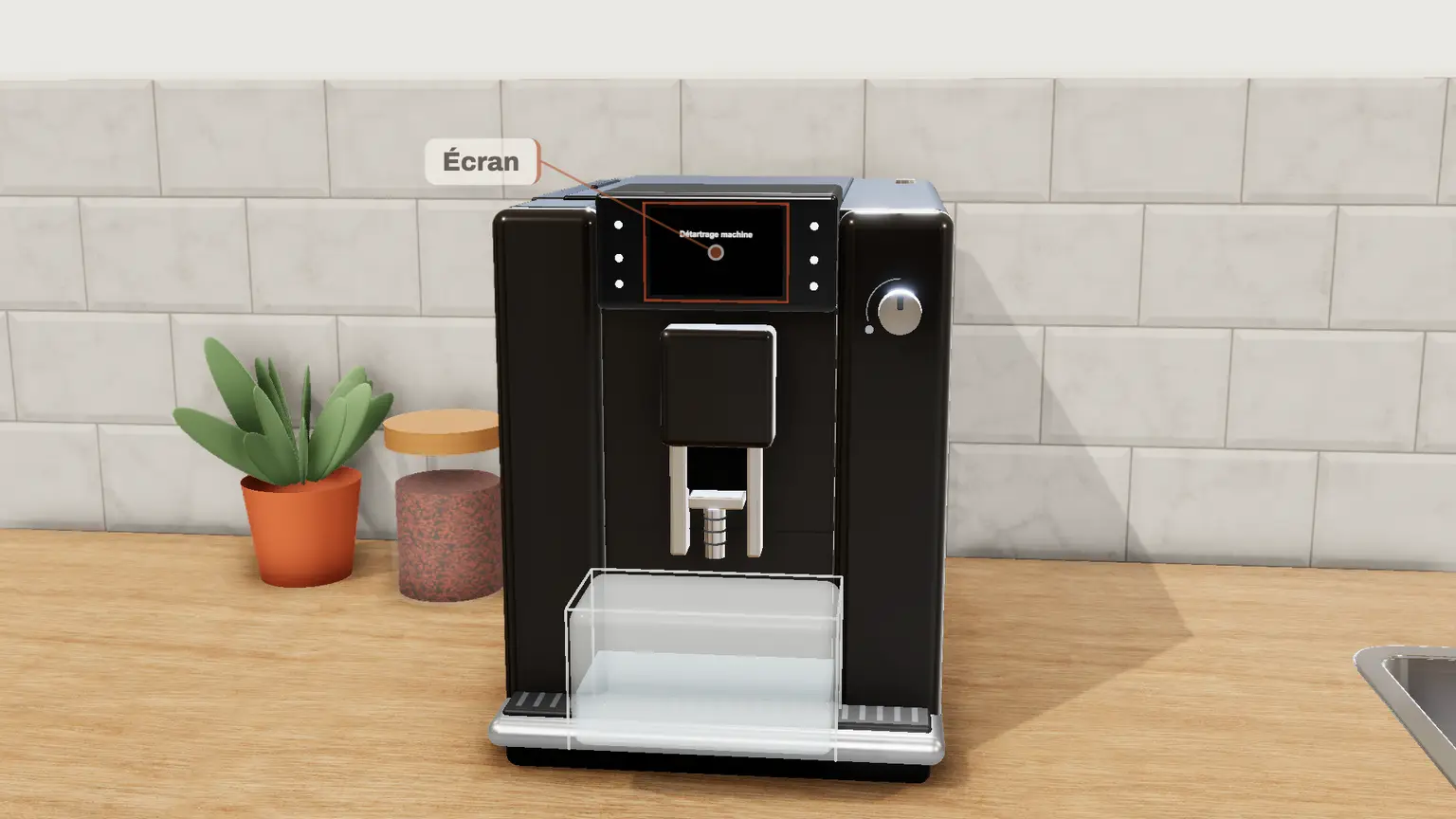 JURA E6 en 3D, étape 8 du détartrage : « Tourner fermer » : fermez le sélecteur