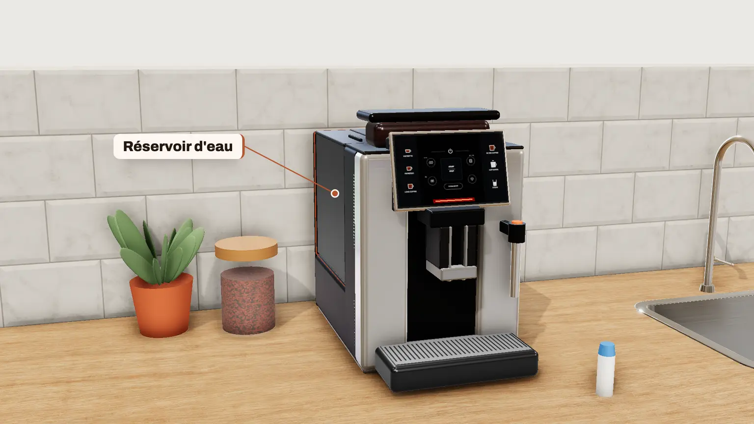 Krups Sensation en 3D, étape 6 du détartrage : Remettez le réservoir sur la machine